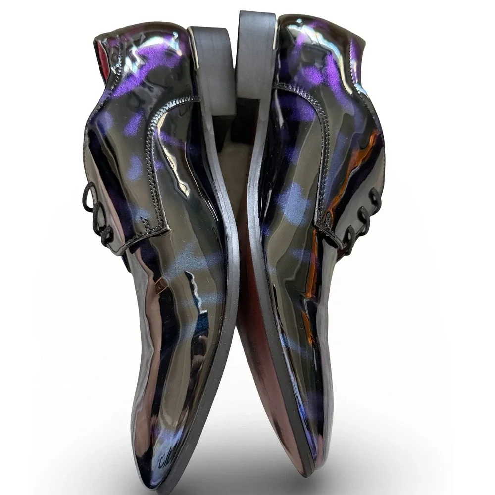 Blue Purple Iridescent Patent Leather Oxford Dress Shoes Mens Sz 9 Formal
